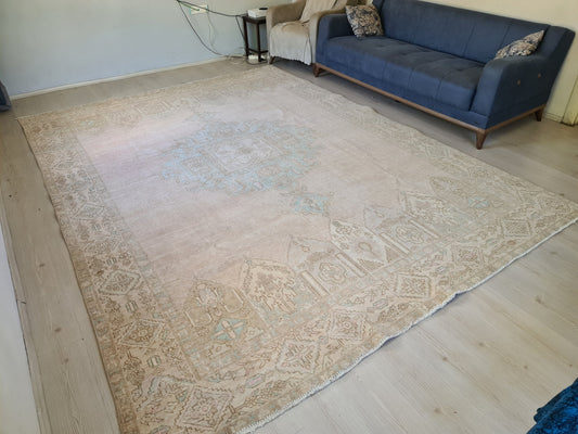 9x12 Neutral Oushak Area Rug for Livingroom and Bedroom/ Handmade Large Turkish Rug/ Interior Design Rug/ Home Decor Rug/ Oversize Carpet