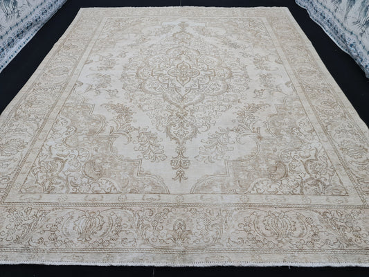 9.25x11.50 feet Neutral Oversize Turkish Rug/ Large Oushak Rug/ Hand Knotted Wool Rug/ Antique Rug/ Oriental Carpet/ Traditional Rug