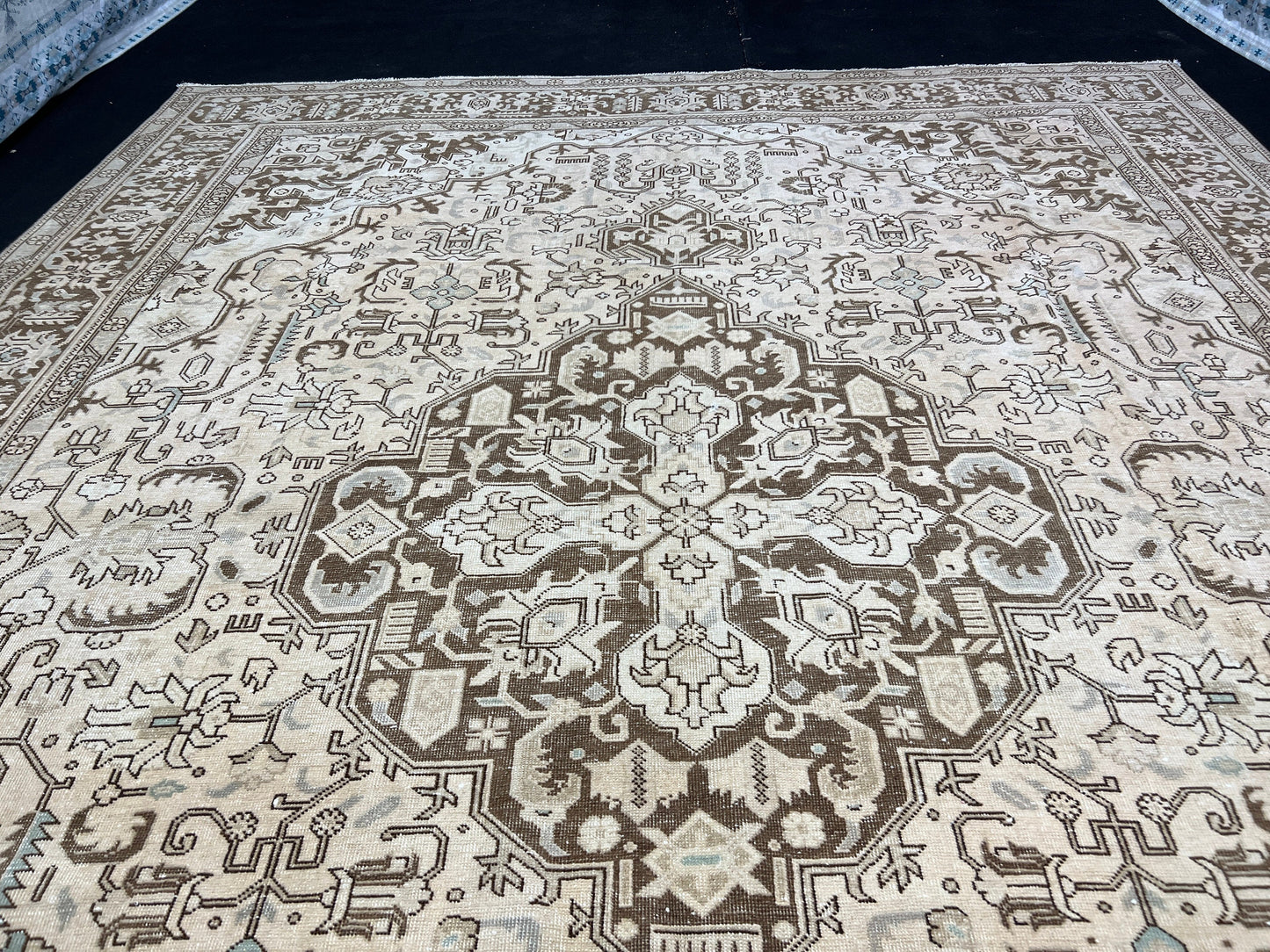 9x12 Neutral Authentic Vintage Area Rug for Livingroom and Bedroom