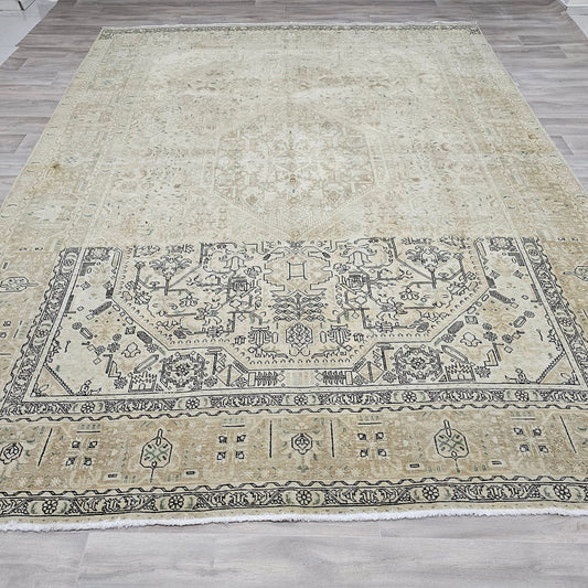 9x12 Antique Tabriz Carpet/ Vintage Anatolian Wool Rug /9.35x12.30 feet
